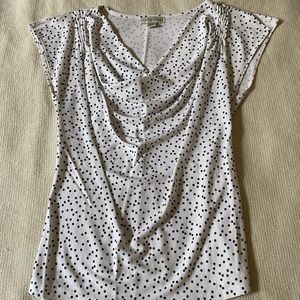 Vintage Casual Corner Collectibles White with Black polka dots cowl shirt